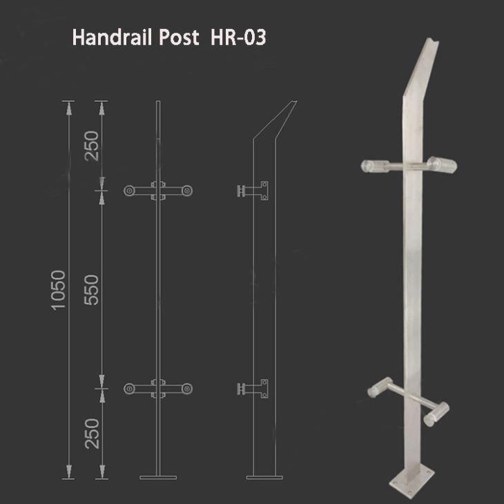 Corrimano in vetro inacciaio inox